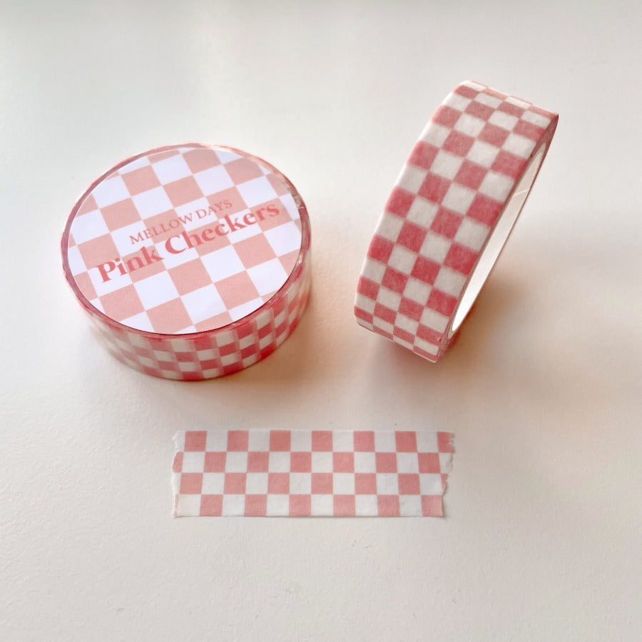 pastel pink checkered tiled,washi tape design. 15 mm width and 10 meters length