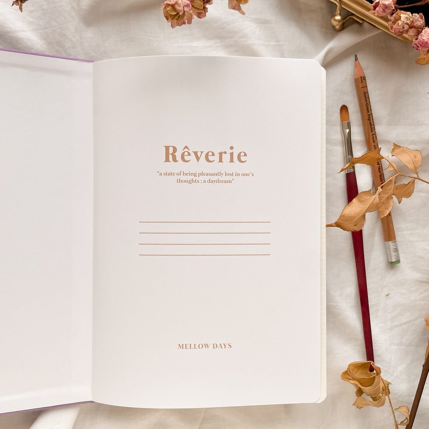 Reverie Watercolor Bullet Journal, Inside Cover Dedication Page