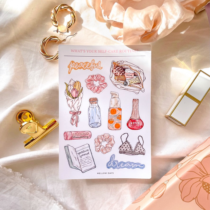 What's Your Self-Care Routine?  Journaling Sticker Sheet by Mellow Days –  MELLOW DAYS