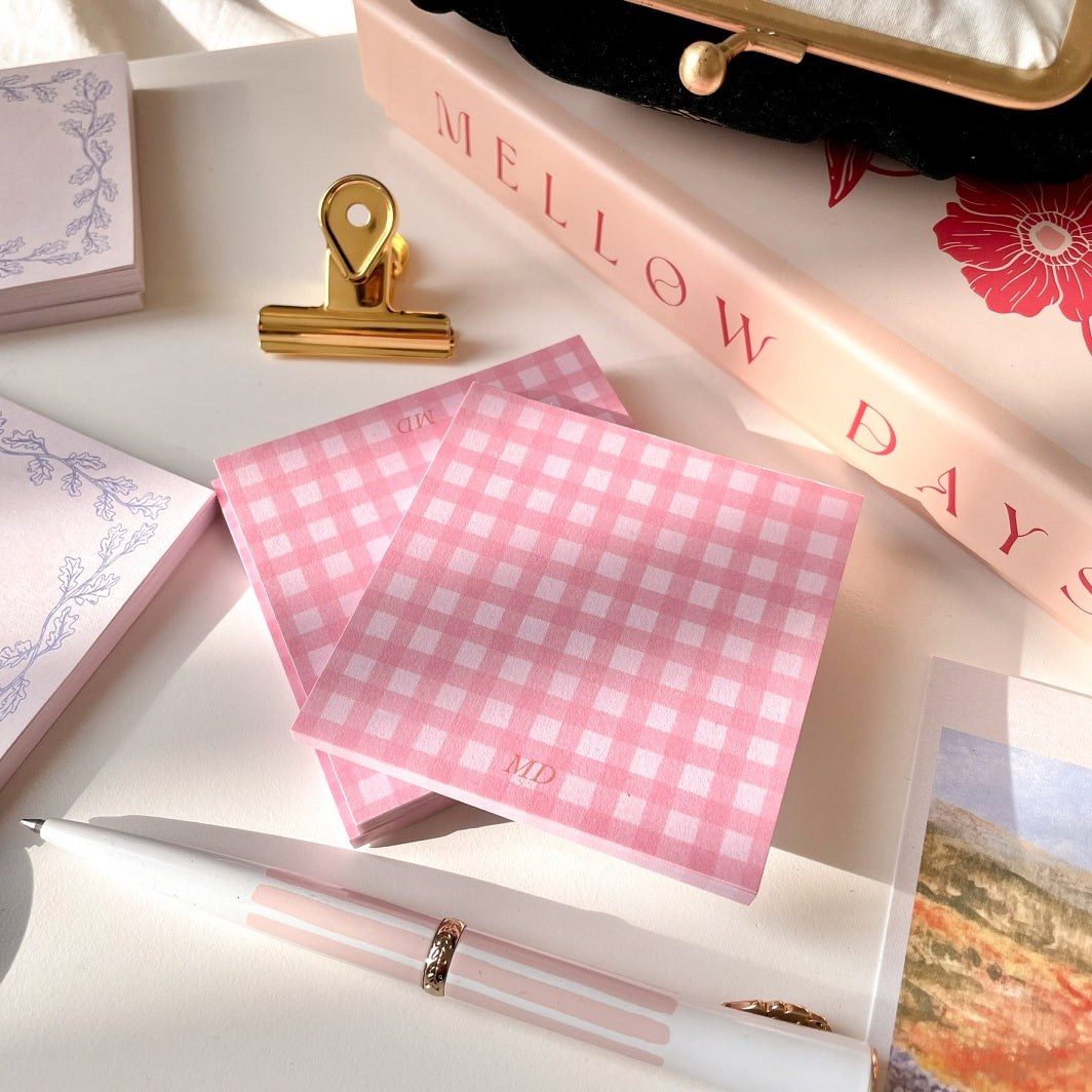 Printemps Pink Gingham Memo Notepad – MELLOW DAYS