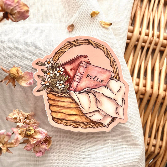 Books and Basket Vinyl Sticker