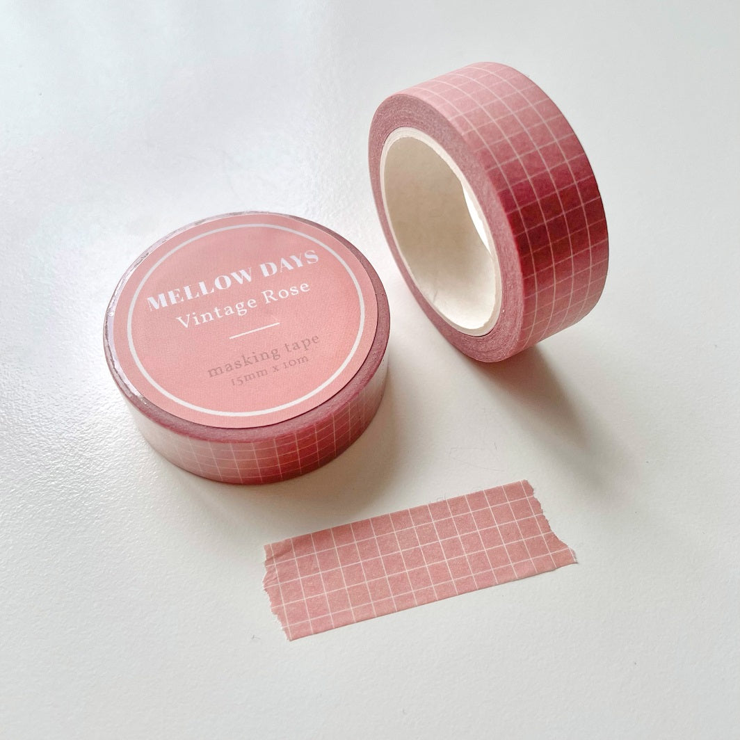 dusky pink, graph printed washi tape, 15mm x10m