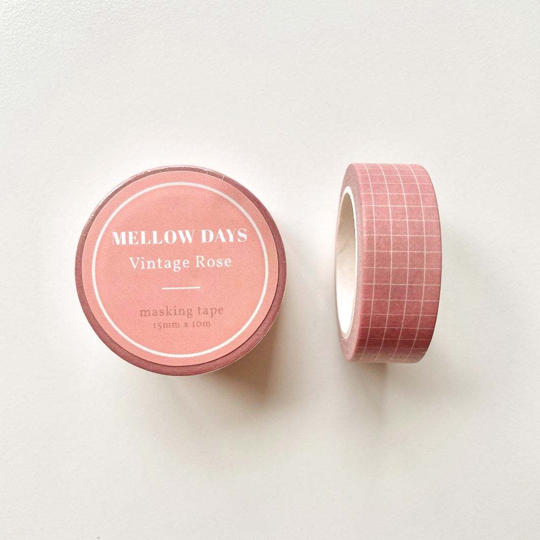 dusky pink, graph printed washi tape, 15mm x10m