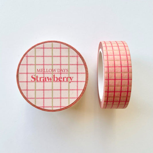 A multicolored graph design. Washi tape with pink and green lines on a light beige background. 15 mm width by 10 meters length