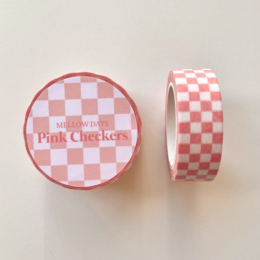 pastel pink checkered tiled,washi tape design. 15 mm width and 10 meters length